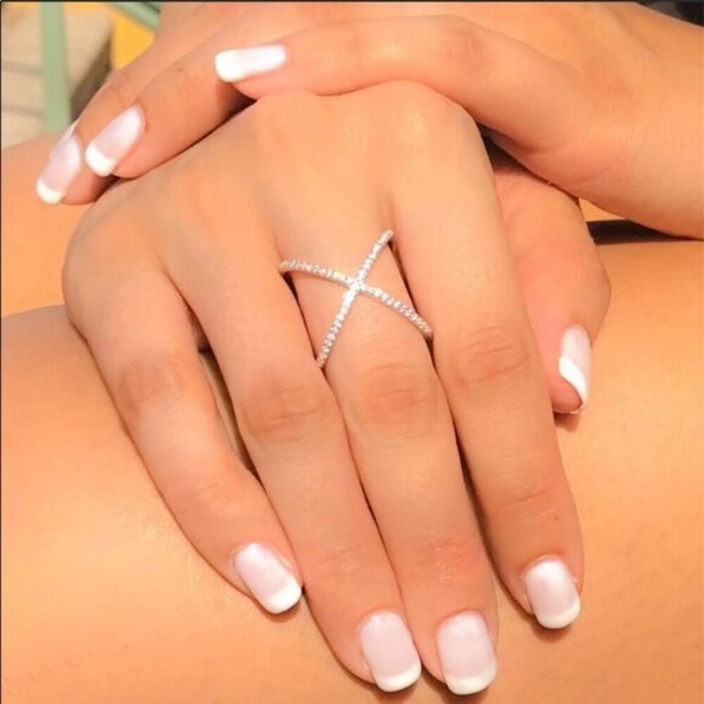 NEW STERLING SILVER FASHION X RING 5 6 7 8 9
